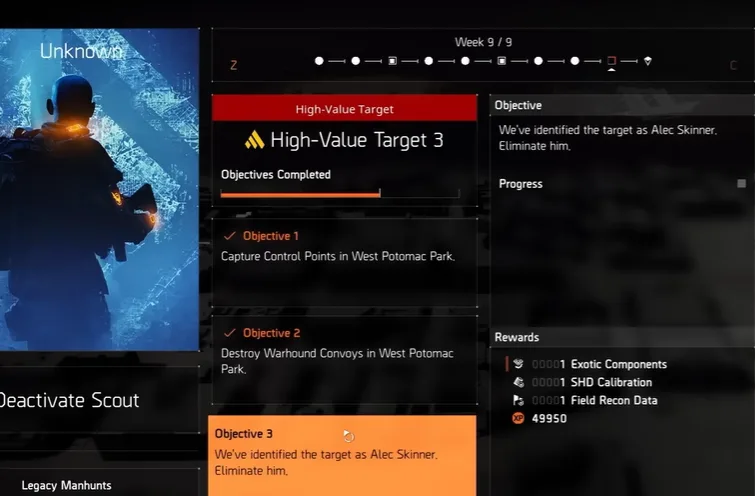 The Division 2: All Y8S1 Scout 9 High-Value Target Manhunt Riddle Solutions